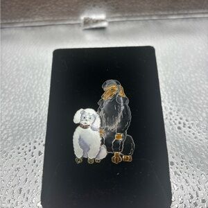 Zarah Sterling Poodles Brooch Pin Enamel Canine Vintage Jewlery